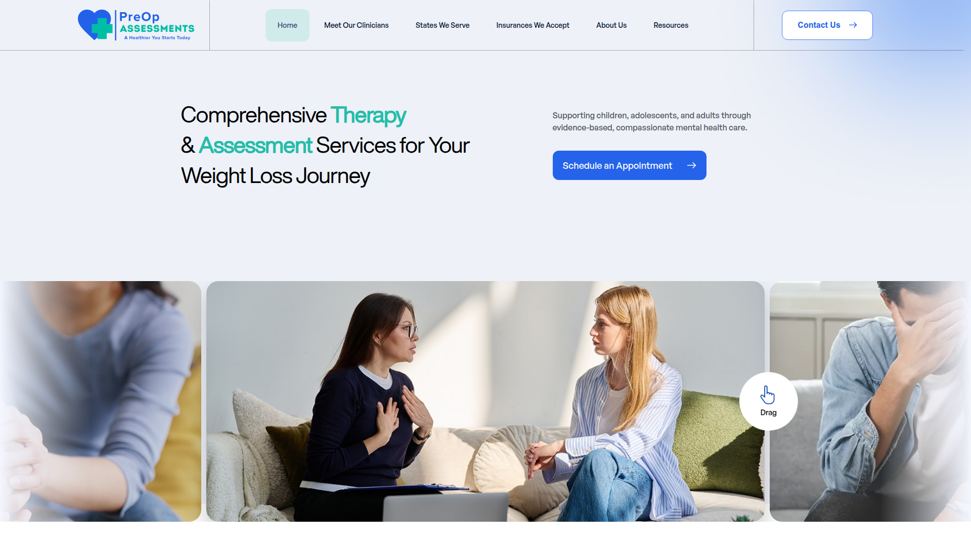 PreOp Assessments website — small business web design